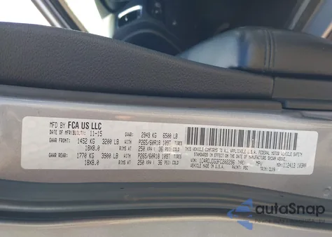 2015 Dodge Durango Limited из США, поврежденный, VIN 1C4RDJDG3FC202296